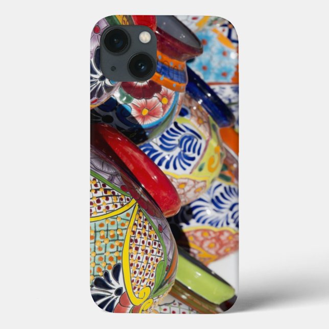 Colourful traditional hand-painted Mexican pottery Case-Mate iPhone Case (Back)