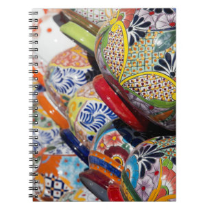 Colourful traditional hand-painted Mexican pottery Notebook