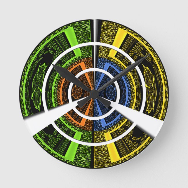Colourful Traditional Icon Design Round Clock (Front)