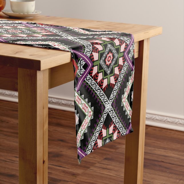 Colourful Traditional Oriental Pattern Short Table Runner (In Situ)