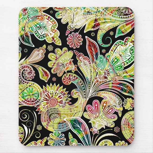 Colourful Traditional Paisley Pattern Mouse Mat (Front)