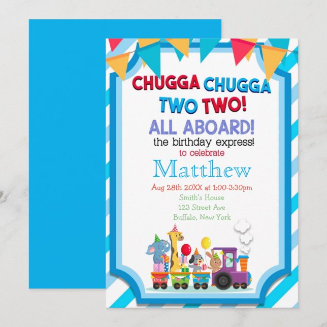 Colourful Train 2nd Birthday Party (Front/Back)