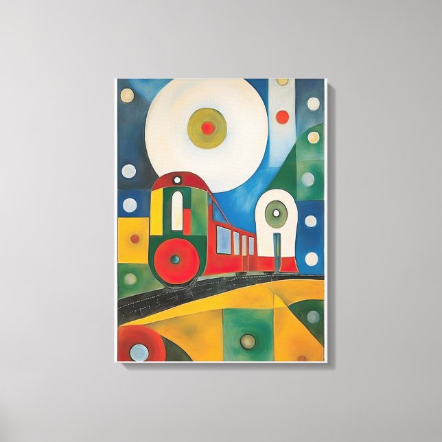 Colourful Train Abstract Art Painting Canvas Print (Front)
