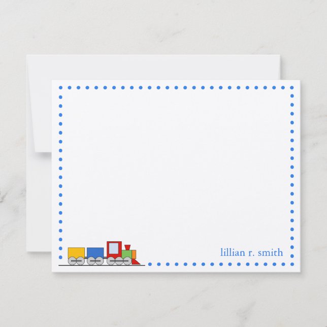 Colourful Train Personalised Note Card (Front)