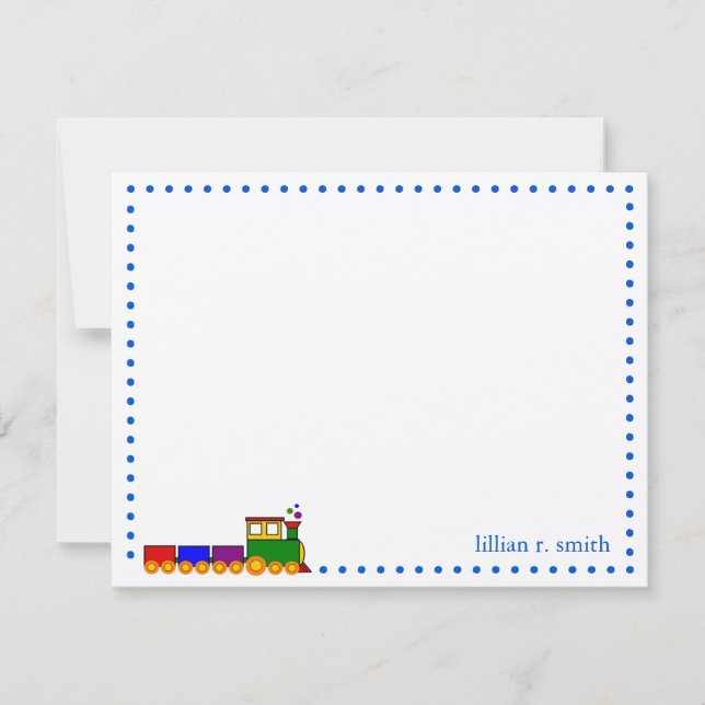 Colourful Train Personalised Note Card (Front)