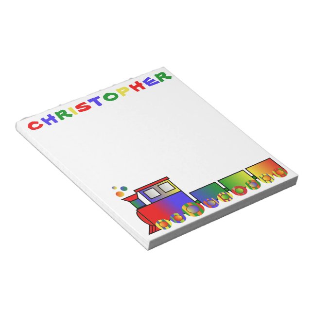 Colourful Train Personalised Notepad (Angled)