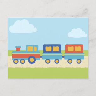 Colourful train postcard