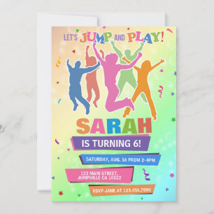 Colourful Trampoline Jump Birthday Party Invitatio Invitation