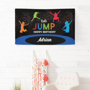 Colourful Trampoline Park Jump Kids Birthday Party Banner