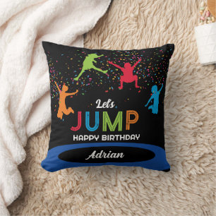 Colourful Trampoline Park Jump Kids Birthday Party Cushion