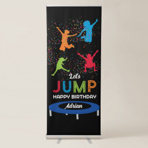 Colourful Trampoline Park Jump Kids Birthday Party Retractable Banner