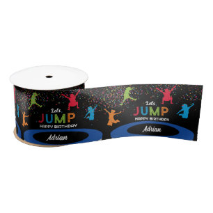 Colourful Trampoline Park Jump Kids Birthday Party Satin Ribbon