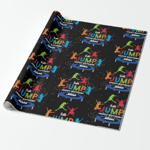 Colourful Trampoline Park Jump Kids Birthday Party Wrapping Paper