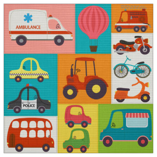 Colourful transport vehicle pattern fabric