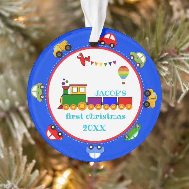 Colourful Transportation Baby First Christmas Orna Ornament (Tree)