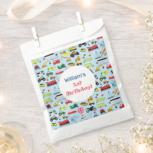 Colourful Transportation & Vehicles Kids Name Favour Bags