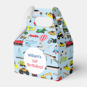 Colourful Transportation & Vehicles Kids Name Favour Box