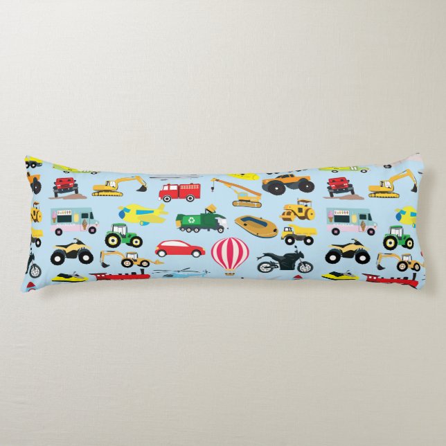 Colourful Transportation & Vehicles Kids Pattern  Body Cushion (Front)