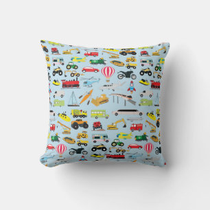 Colourful Transportation & Vehicles Kids Pattern Cushion