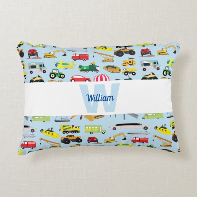 Colourful Transportation & Vehicles Kids Pattern Decorative Cushion (Front)