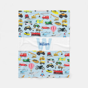 Colourful Transportation & Vehicles Kids Pattern Fleece Blanket