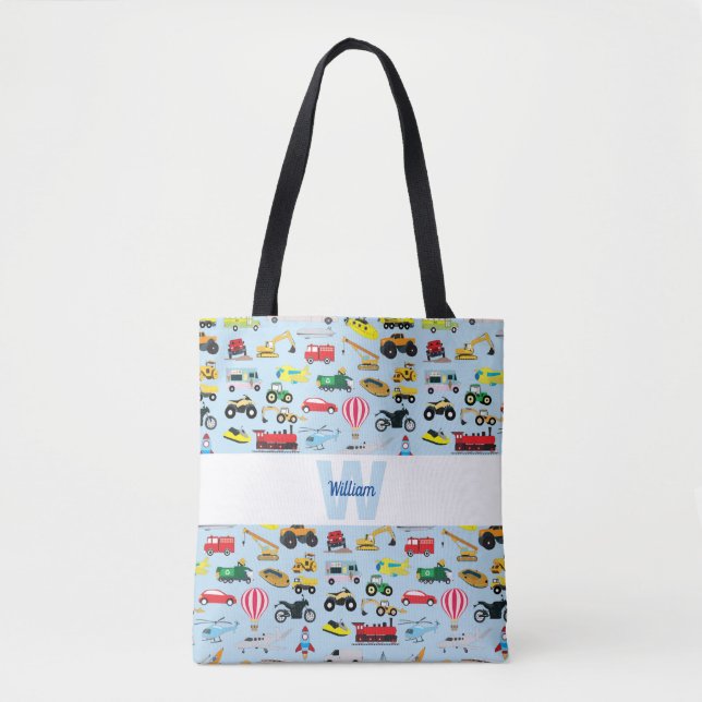 Colourful Transportation & Vehicles Kids Pattern Tote Bag (Front)