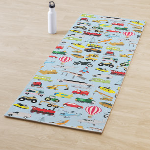 Colourful Transportation & Vehicles Kids Pattern Yoga Mat