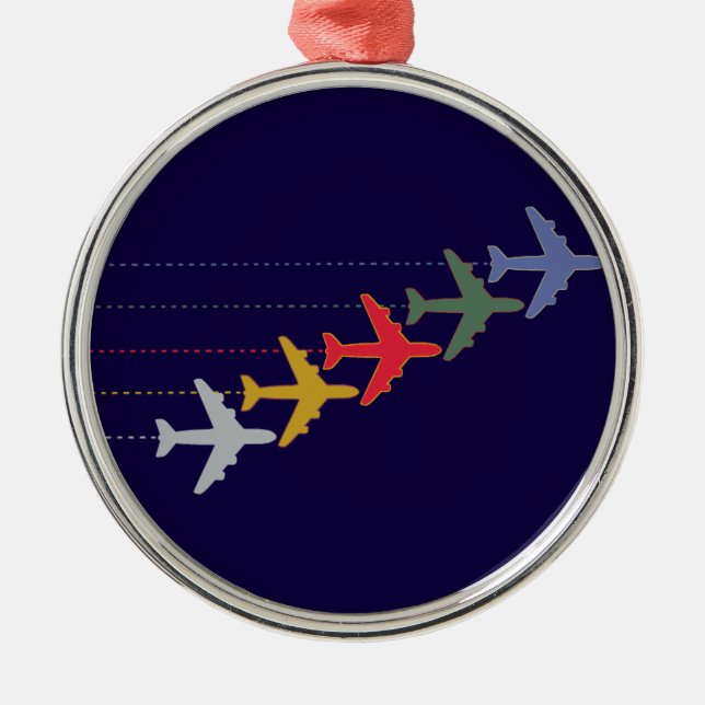 colourful travel aeroplanes metal tree decoration (Front)