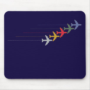 colourful travel aeroplanes mouse mat