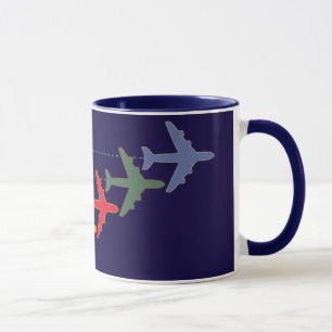 colourful travel aeroplanes mug