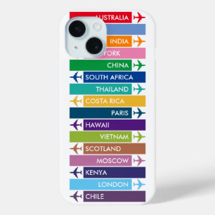 Colourful Travel Bucket List iPhone 15 Case