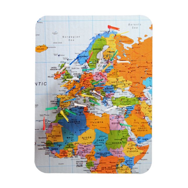 Colourful Travel Map Magnet (Vertical)
