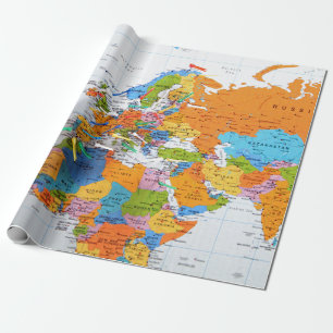 Colourful Travel Map Wrapping Paper
