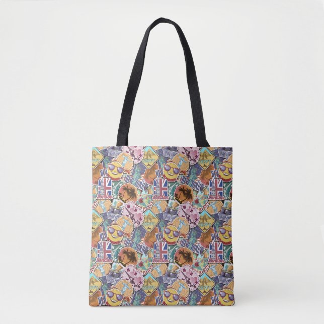 Colourful Travel Sticker Pattern Tote Bag (Front)
