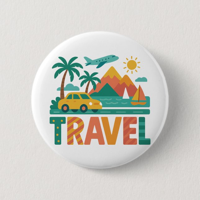 Colourful Travel Vacation Adventure 6 Cm Round Badge (Front)