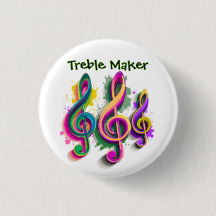 Colourful Treble Clef Music Design 3 Cm Round Badge