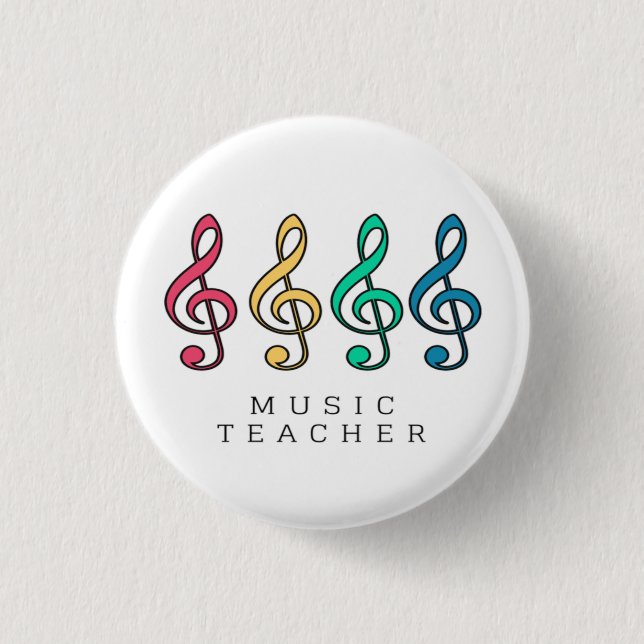 Colourful Treble Clef Music Teacher  3 Cm Round Badge (Front)