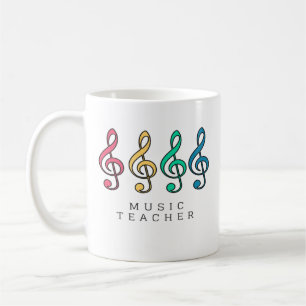 Colourful Treble Clef Music Teacher  Coffee Mug