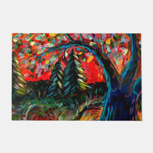Colourful Tree And River Painting Doormat