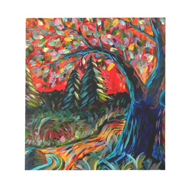 Colourful Tree And River Painting Notepad (Front)