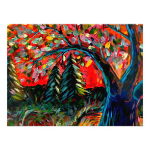 Colourful Tree And River Painting Photo Print