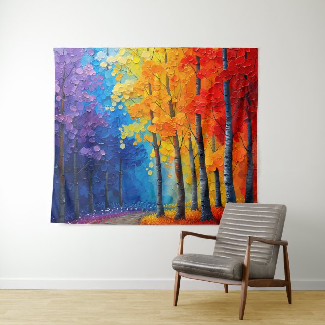 Colourful Tree Art Tapestry (In Situ (Horizontal))