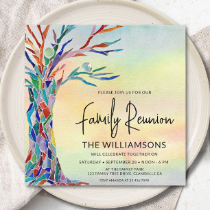 Colourful Tree Family Reunion Invitation