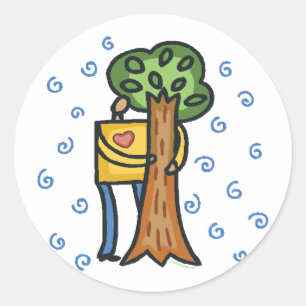 Colourful Tree Hugger Classic Round Sticker