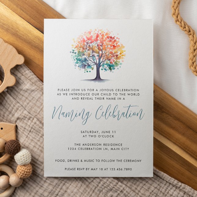 Colourful Tree Inclusive Baby Naming Ceremony Invitation (Creator Uploaded)