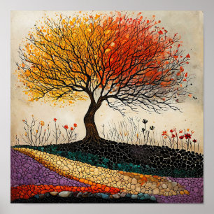 Colourful Tree Landscape Poster