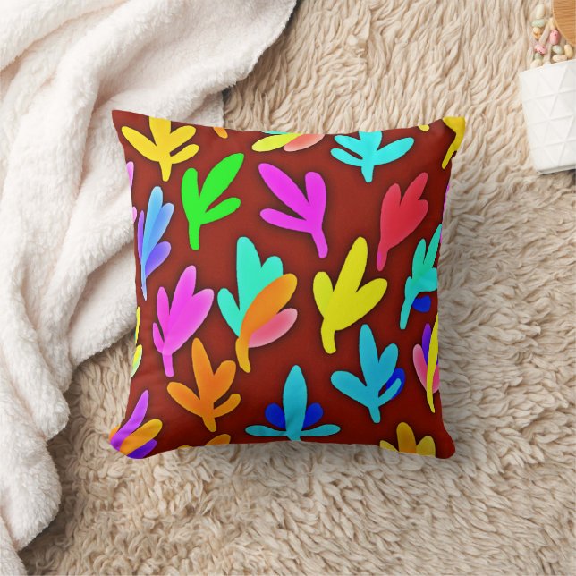 Colourful Tree Leaves Dance Pattern Cushion (Blanket)