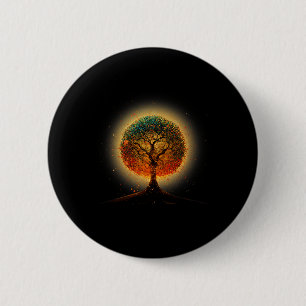 Colourful Tree Life Is Really Good Tree Art Earth 6 Cm Round Badge