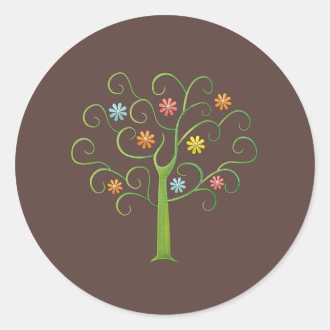Colourful Tree Of Life Classic Round Sticker (Front)