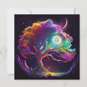 Colourful Tree of Life Moon Galaxy Fantasy Invitation
